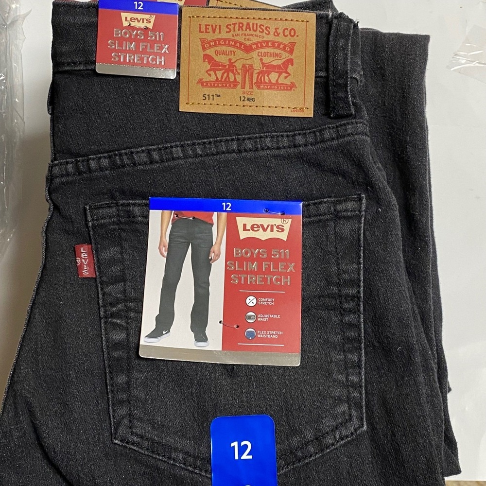 Levis Boys 511 Slim Flex Stretch Jeans Black Size 7 Regular NWT - Picture 11 of 12